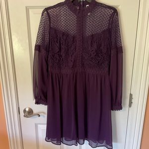 Long Sleeve Purple Lace Dress